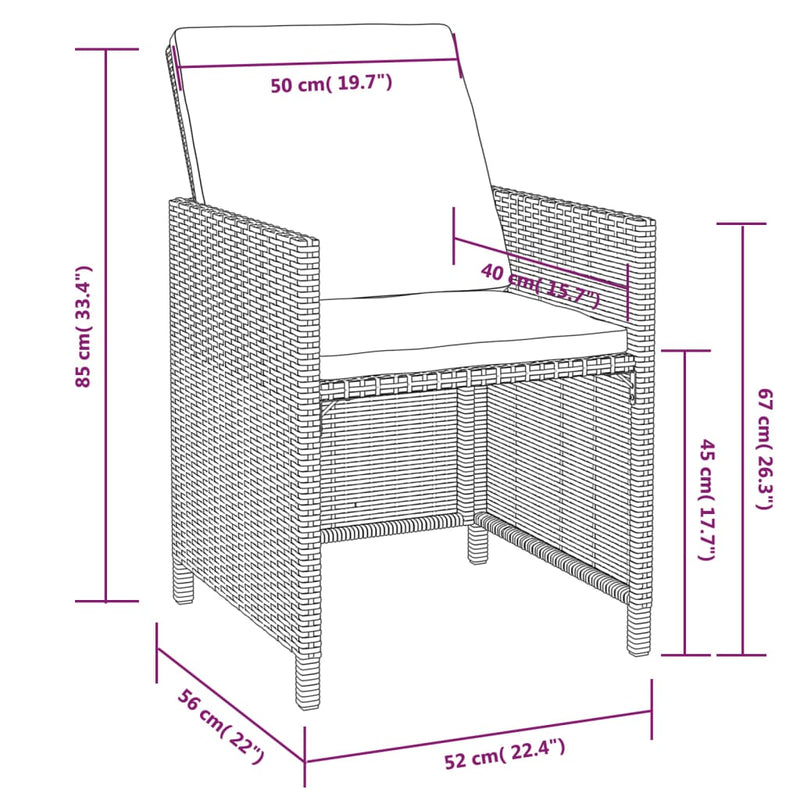 5 Piece Patio Dining Set Poly Rattan and Acacia Wood Black