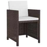 11 Piece Patio Dining Set with Cushions Poly Rattan Brown