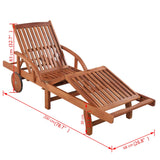 Sun Lounger with Table Solid Acacia Wood