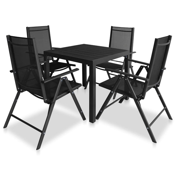 5 Piece Patio Dining Set Aluminum and WPC Black