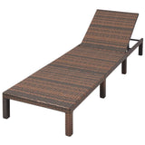 Sun Lounger with Cushion Poly Rattan Brown