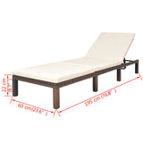 Sun Lounger with Cushion Poly Rattan Brown