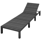 Sun Lounger with Cushion Poly Rattan Black