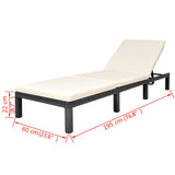 Sun Lounger with Cushion Poly Rattan Black