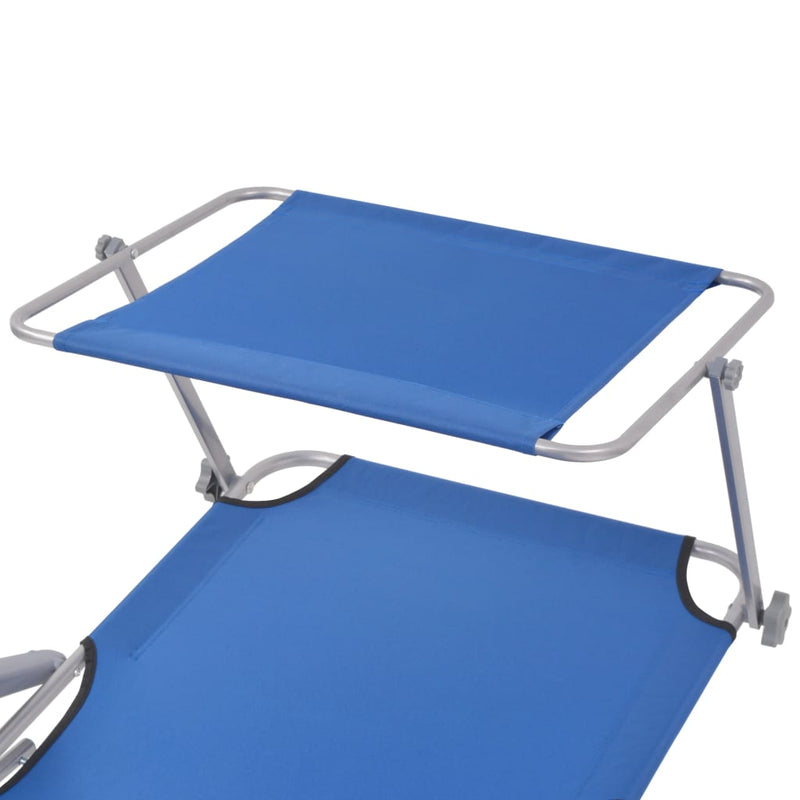 Sun Lounger with Canopy Steel Blue