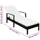 Sun Lounger with Cushion Poly Rattan Brown