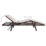 Sun Lounger with Cushion Poly Rattan Brown