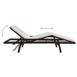 Sun Lounger with Cushion Poly Rattan Black