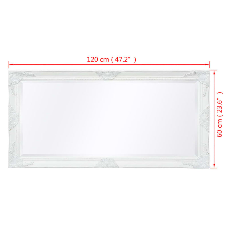 Wall Mirror Baroque Style 47.2"x23.6" White