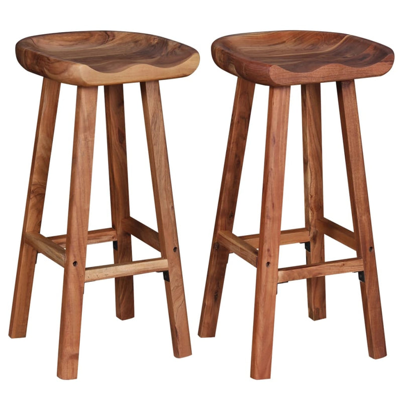 Bar Stools 2 pcs Solid Acacia Wood