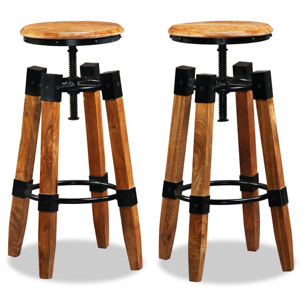 Bar Stools 2 pcs Solid Mango Wood