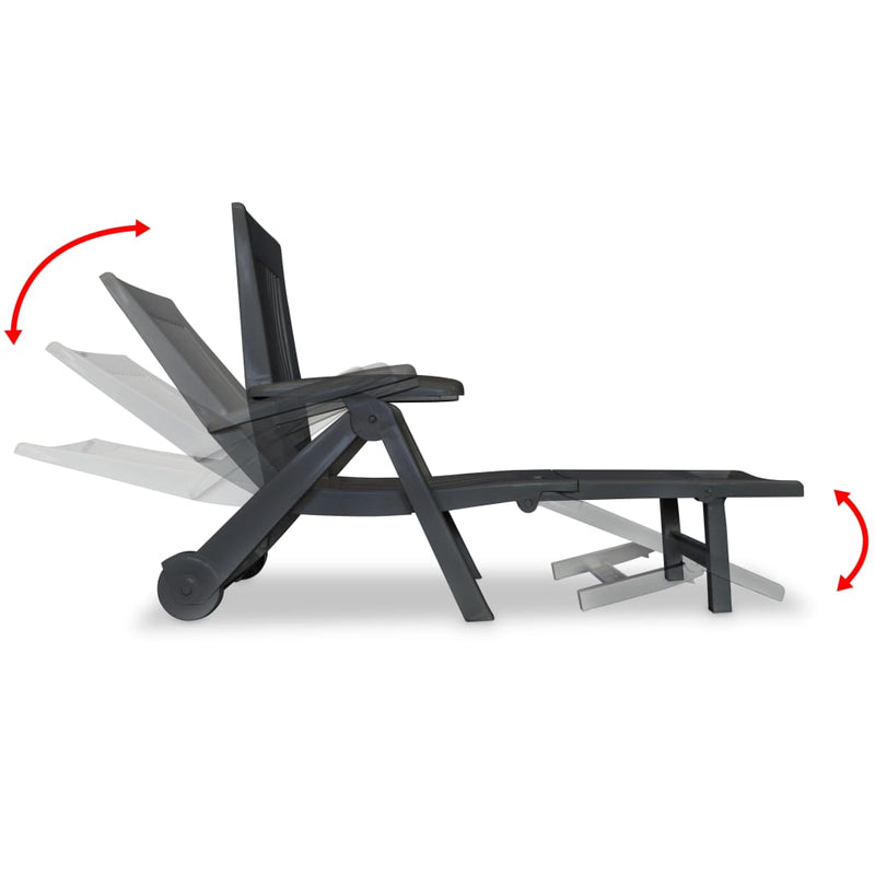 Sun Lounger with Footrest Plastic Anthracite