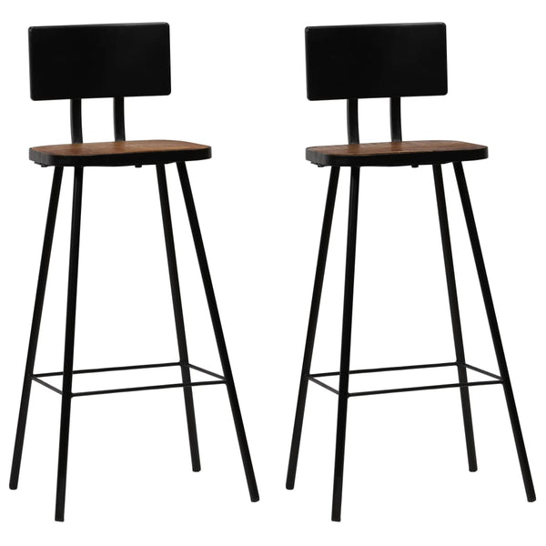 Bar Stools 2 pcs Solid Reclaimed Wood