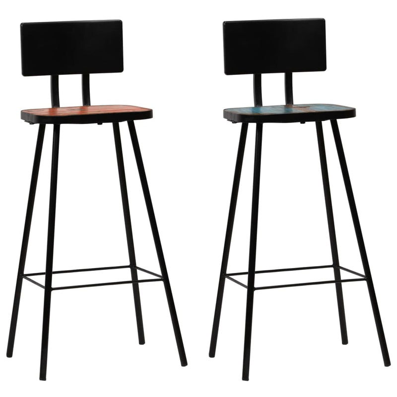 Bar Stools 2 pcs Solid Reclaimed Wood