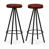 Bar Stools 2 pcs Real Leather