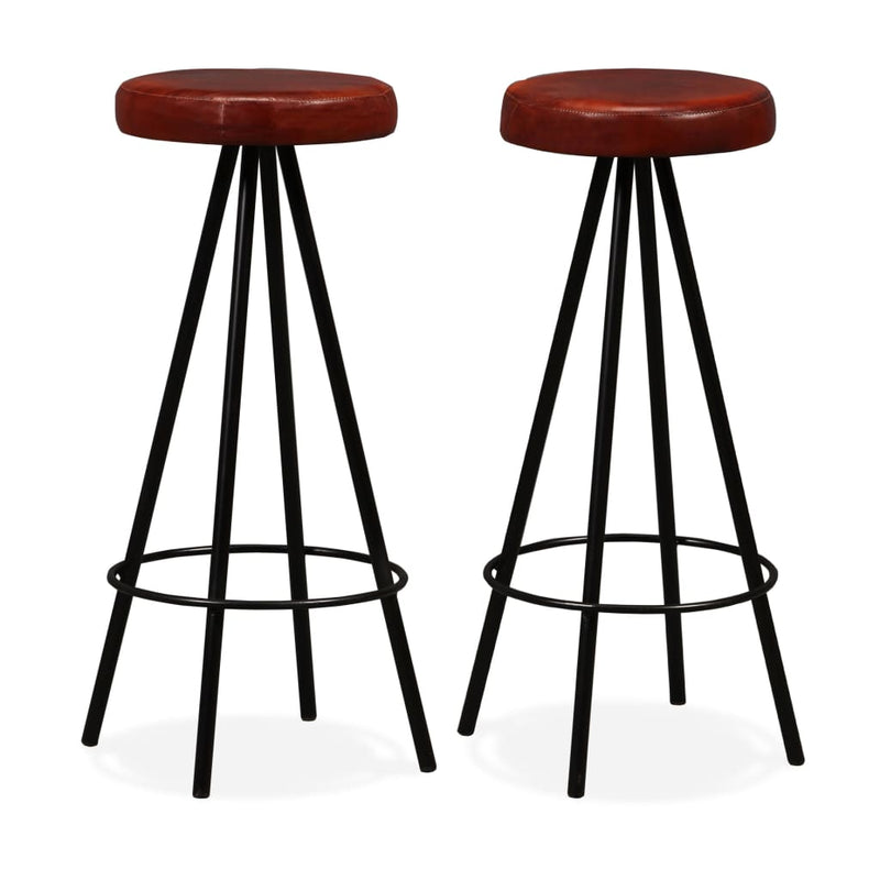 Bar Stools 2 pcs Real Leather