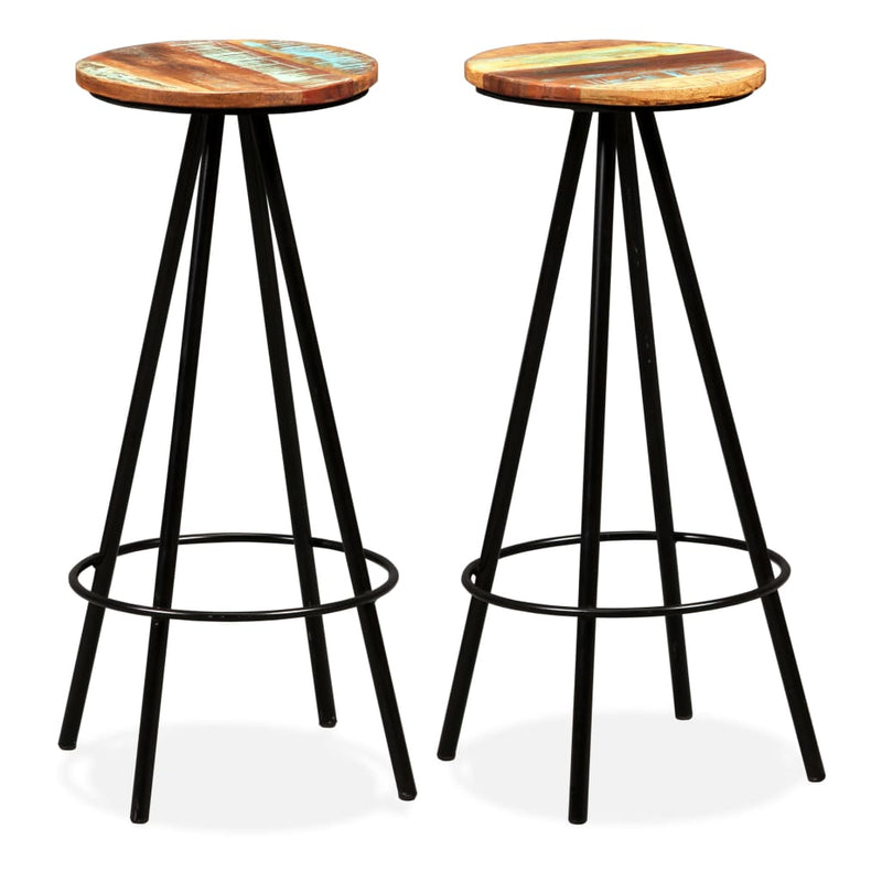 Bar Stools 2 pcs Solid Reclaimed Wood