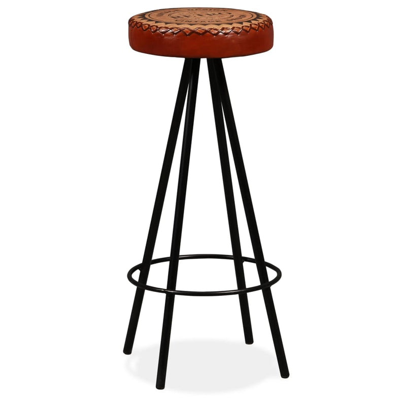 Bar Stools 2 pcs Real Leather