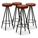 Bar Stools 4 pcs Real Leather