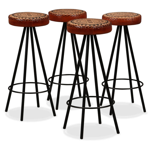 Bar Stools 4 pcs Real Leather