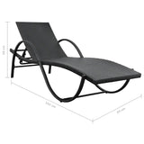 Sun Loungers 2 pcs with Table Poly Rattan Black