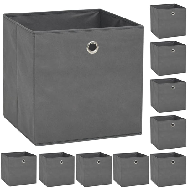 Storage Boxes 10 pcs Non-woven Fabric 12.6"x12.6"x12.6" Gray