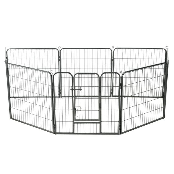 Dog Playpen 8 Panels Steel 31.5"x31.5" Black