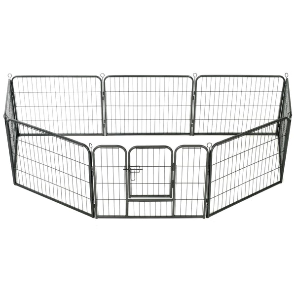 Dog Playpen 8 Panels Steel 31.5"x23.6" Black