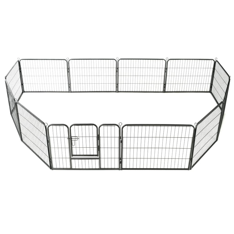 Dog Playpen 12 Panels Steel 31.5"x23.6" Black