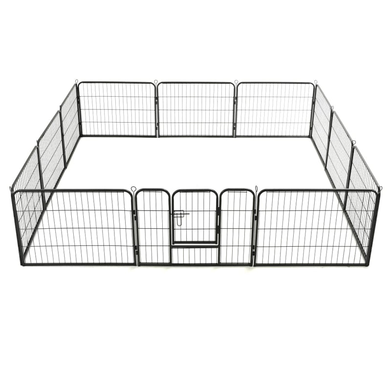 Dog Playpen 12 Panels Steel 31.5"x23.6" Black