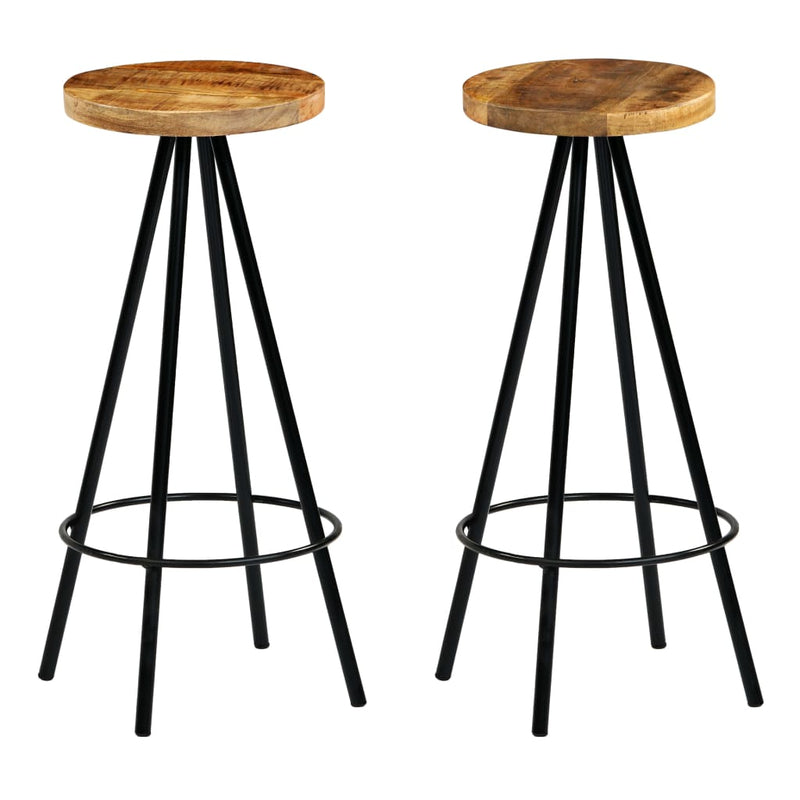 Bar Stools 2 pcs Solid Mango Wood