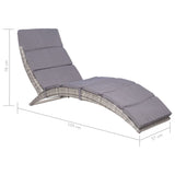 Folding Sun Lounger with Cushion Poly Rattan Gray