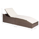 Sun Lounger with Cushion Poly Rattan Brown