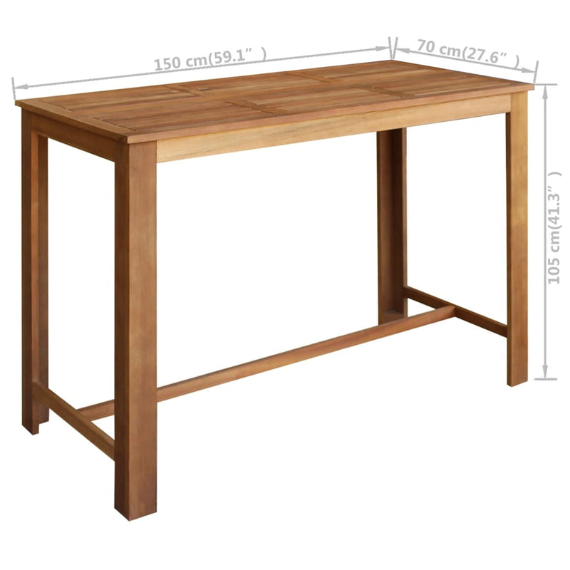 Bar Table Solid Acacia Wood 59.1"x27.6"x41.3"