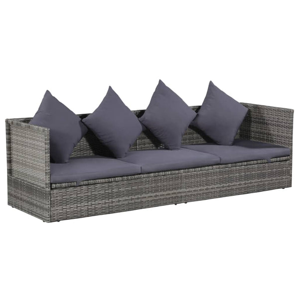 Patio Bed Gray 78.7"x23.6" Poly Rattan