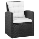 5 Piece Patio Lounge Set with Cushions Poly Rattan Black