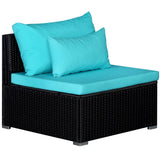 9 Piece Patio Lounge Set with Cushions Poly Rattan Blue