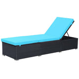 Sun Lounger with Cushion Poly Rattan Black