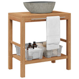 Bathroom Vanity Cabinet Solid Teak with Riverstone Sink