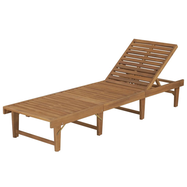 Folding Sun Lounger Solid Acacia Wood