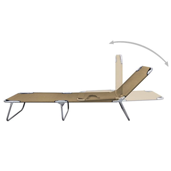 Foldable Sunlounger with Adjustable Backrest Taupe