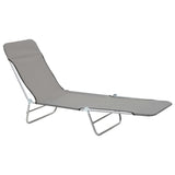 Folding Sun Loungers 2 pcs Steel and Fabric Gray