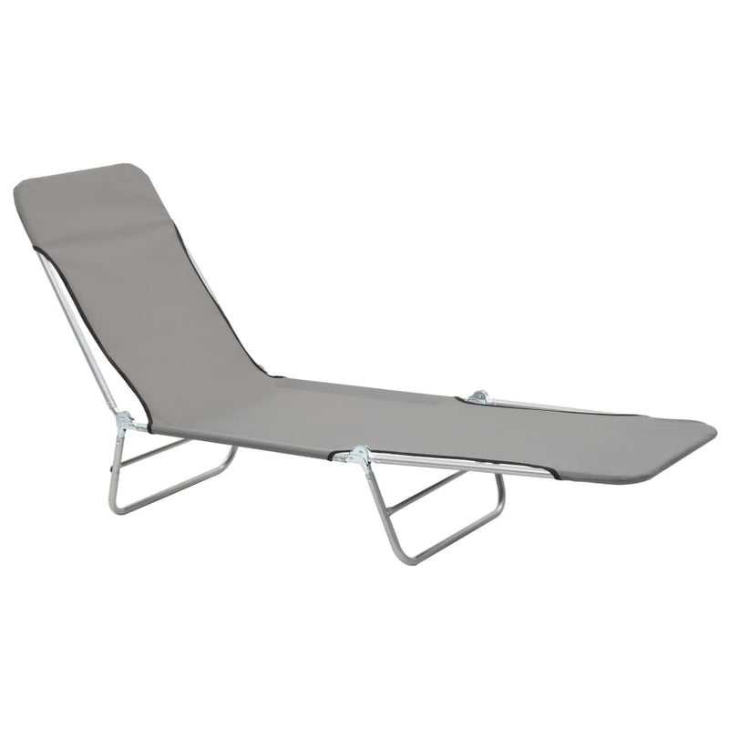 Folding Sun Loungers 2 pcs Steel and Fabric Gray