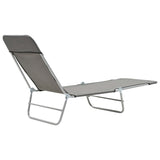 Folding Sun Loungers 2 pcs Steel and Fabric Gray