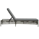 Sun Lounger with Cushion Poly Rattan Gray