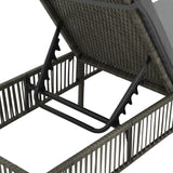 Sun Lounger with Cushion Poly Rattan Gray