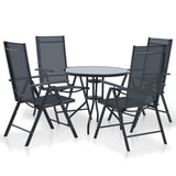 5 Piece Patio Dining Set Aluminum and Textilene Black