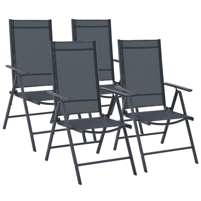 5 Piece Patio Dining Set Aluminum and Textilene Black