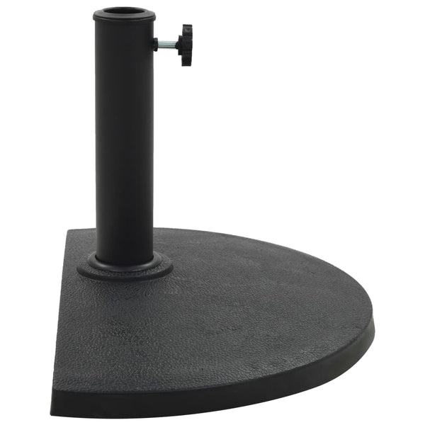 Parasol Base Half Round Polyresin 19.8 lb Black