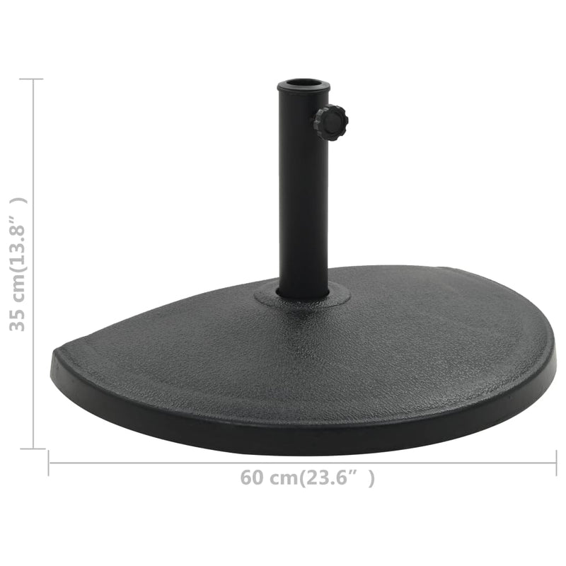 Parasol Base Half Round Polyresin 33.1 lb Black